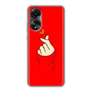 Чехлы (Знак сердечка) на OPPO A78 (4G) (Сердце на красном)