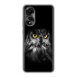 Чохли з принтом СОВИ для OPPO A78 (4G) (Сова на чорному)