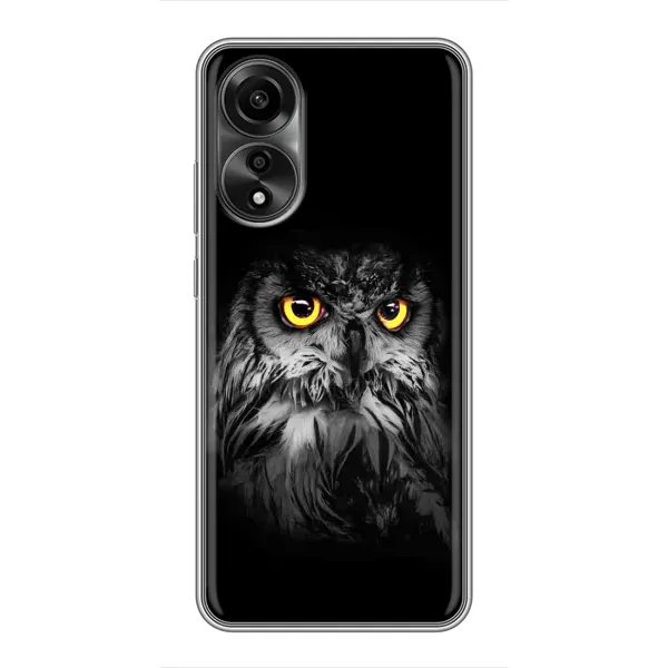 Чехол с рисунком «Сова на чёрном» для OPPO A78 (4G) Чехол с рисунком «Сова на чёрном» для OPPO A78 (4G)