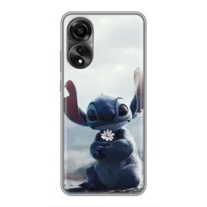 Чехол с рисунком Стич для OPPO A78 (4G) (Стич с цветочком)