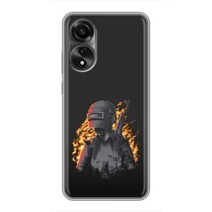 Чохол з картинкою "Герой Pubg" на OPPO A78 (4G) (В полум'ї)
