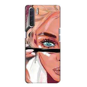 Силиконовый Чехол на Oppo A91 с картинкой Стильных Девушек (Девушка и ресницы)