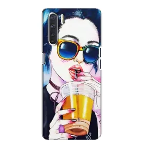 Чехол с картинкой Модные Девчонки Oppo A91 (Девушка с коктейлем)