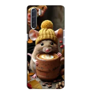 Друкований чохол 'Звірята з кавою' для Oppo A91 (Мишка з кавою)