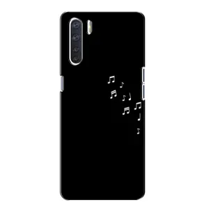 Чехол с картинками на черном фоне для Oppo A91 (Ноты)