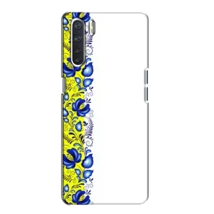 Силиконовый Чехол на Oppo A91 с картинкой Вышиванки (Желто-синяя вышиванка)