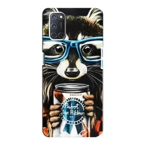 Силиконовый Чехол с Енотами на Oppo A92 (Енот в очках)
