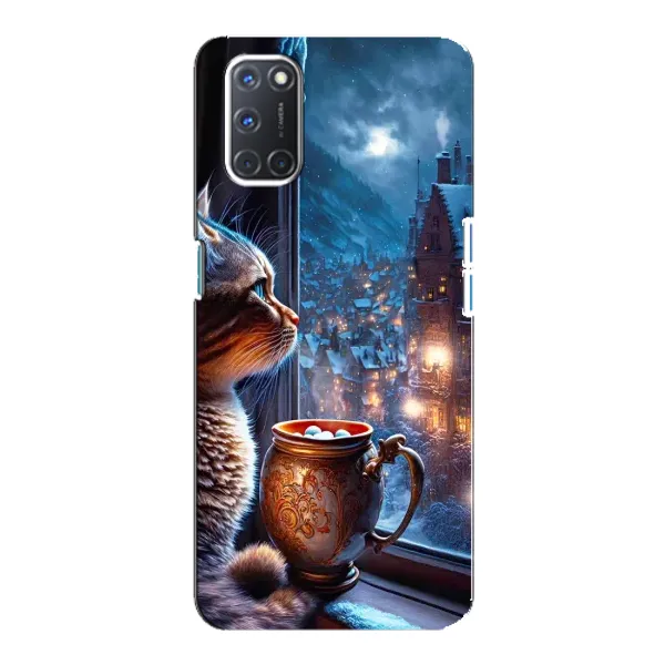 Чехол с рисунком «Кот новогодний» для OPPO A92