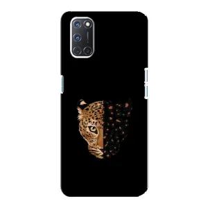 Чехол с леопардовым принтом на Oppo A92 (Леопард на черном)