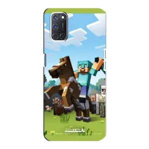 Чехлы для Oppo A92 (Персонажи Майн Крафт) (На коне)