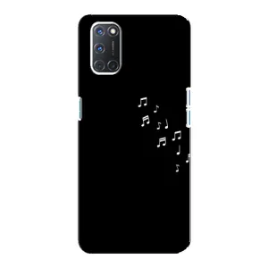 Чохол з картинками на чорному фоні для Oppo A92 (Ноти)