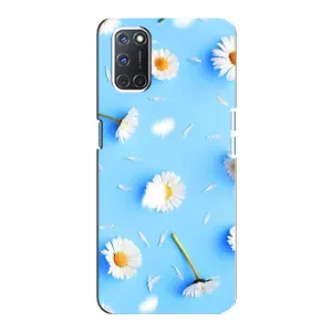 Чохол з Квітами для Oppo A92 (ромашки на блакитному)