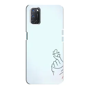 Чехлы (Знак сердечка) на Oppo A92 (Сердце на голубом)