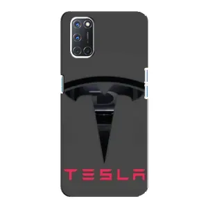 Силиконовый бампер с картинкой машины на Oppo A92 (Logo TESLA)