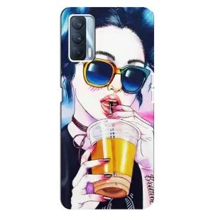 Чохол з картинкою Модні Дівчата Oppo A92s (Дівчина з коктейлем)