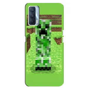 Чехлы для Oppo A92s (Персонажи Майн Крафт) (Крипер 2)