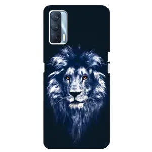 Чехол с картинкой на Oppo A92s (Лев - синий)
