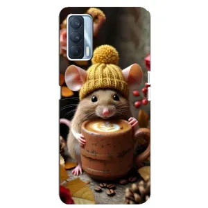 Печатный чехол «Зверята с кофе» для Oppo A92s (Мышка с кофе)