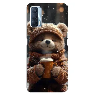 Печатный чехол «Зверята с кофе» для Oppo A92s (Медвежонок с кофе)