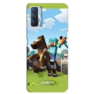 Чехлы для Oppo A92s (Персонажи Майн Крафт) (На коне)