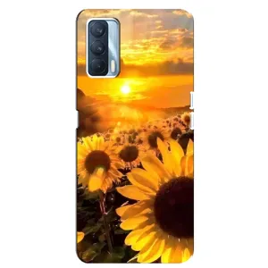 Чехол с Цветами для Oppo A92s (поле подсолнухов)