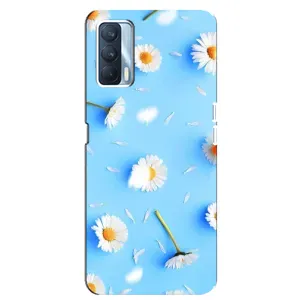 Чехол с Цветами для Oppo A92s (ромашки на голубом)