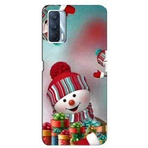 Чехлы на Новый Год Oppo A92s (Снеговик в шапке)