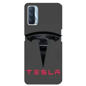 Силиконовый бампер с картинкой машины на Oppo A92s (Logo TESLA)