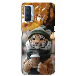 Печатный чехол «Зверята с кофе» для Oppo A92s (Тигр с кофе)