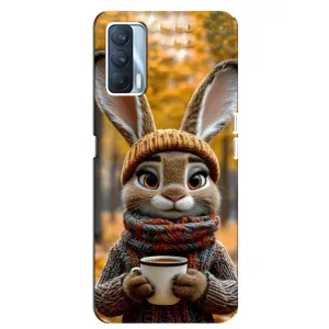 Печатный чехол «Зверята с кофе» для Oppo A92s (Зайчик с кофе)
