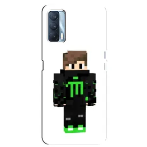 Чехлы для Oppo A92s (Персонажи Майн Крафт) (Зеленый мальчик)