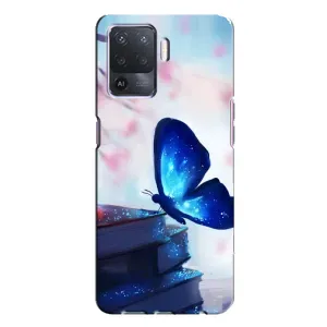Силиконовый бампер с картинкой животных для Oppo A94 (Бабочка синяя)