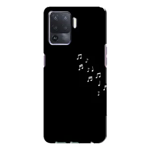 Чехол с картинками на черном фоне для Oppo A94 (Ноты)