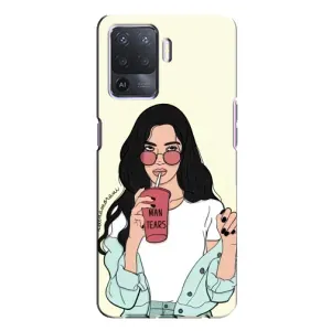 Силиконовый Чехол на Oppo A94 с картинкой Стильных Девушек (С напитком)