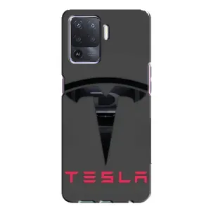 Силиконовый бампер с картинкой машины на Oppo A94 (Logo TESLA)
