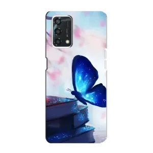 Силиконовый бампер с картинкой животных для Oppo A95 (Бабочка синяя)