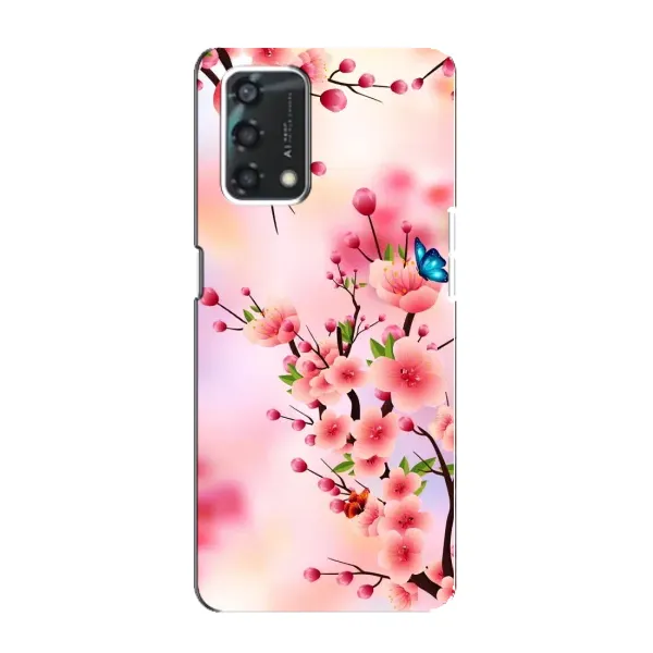 Чехол с рисунком «Бабочки на сакуре» для OPPO A95 Чехол с рисунком «Бабочки на сакуре» для OPPO A95
