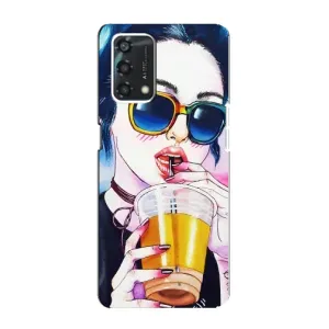 Чехол с картинкой Модные Девчонки Oppo A95 (Девушка с коктейлем)