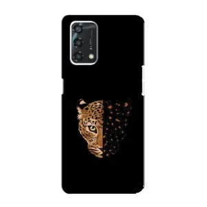 Чехол с леопардовым принтом на Oppo A95 (Леопард на черном)
