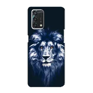 Чехол с картинкой на Oppo A95 (Лев - синий)