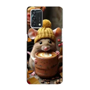Печатный чехол «Зверята с кофе» для Oppo A95 (Мышка с кофе)