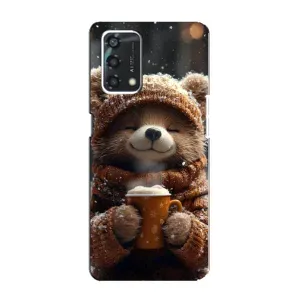 Печатный чехол «Зверята с кофе» для Oppo A95 (Медвежонок с кофе)