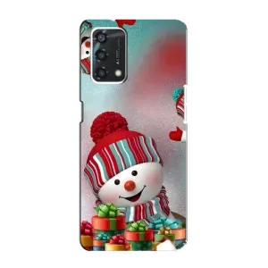 Чехлы на Новый Год Oppo A95 (Снеговик в шапке)
