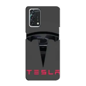 Силиконовый бампер с картинкой машины на Oppo A95 (Logo TESLA)
