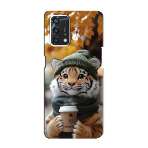 Печатный чехол «Зверята с кофе» для Oppo A95 (Тигр с кофе)