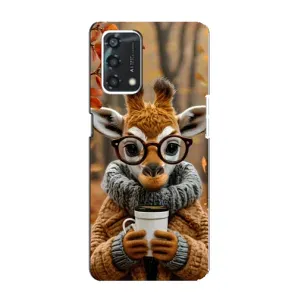 Печатный чехол «Зверята с кофе» для Oppo A95 (Жираф с кофе)