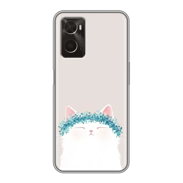 Чехол с рисунком «Белый котик» для OPPO A96 Чехол с рисунком «Белый котик» для OPPO A96