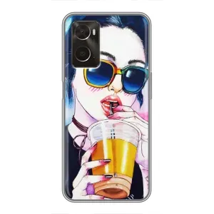 Чохол з картинкою Модні Дівчата Oppo A96 (Дівчина з коктейлем)