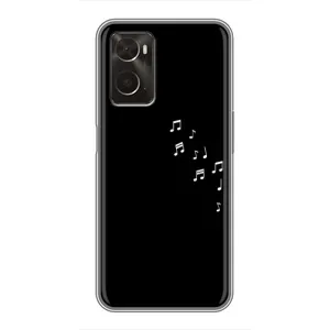 Чехол с картинками на черном фоне для Oppo A96 (Ноты)