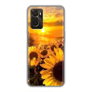 Чехол с Цветами для Oppo A96 (поле подсолнухов)